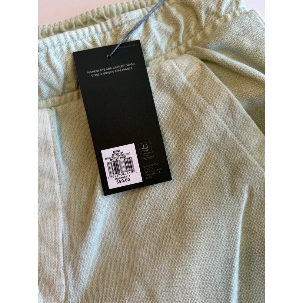 VRST Washed Twill Terry Simple Shorts Muted Mint Green 7